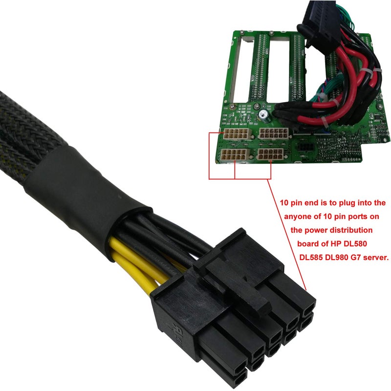 COMeap GPU Power Cable for HP DL580 DL585 DL980 G7 Server, 10 Pin to Dual PCI-E 8 Pin(6+2) Power Adapter Splitter 25-in(63.5cm) - Image 2